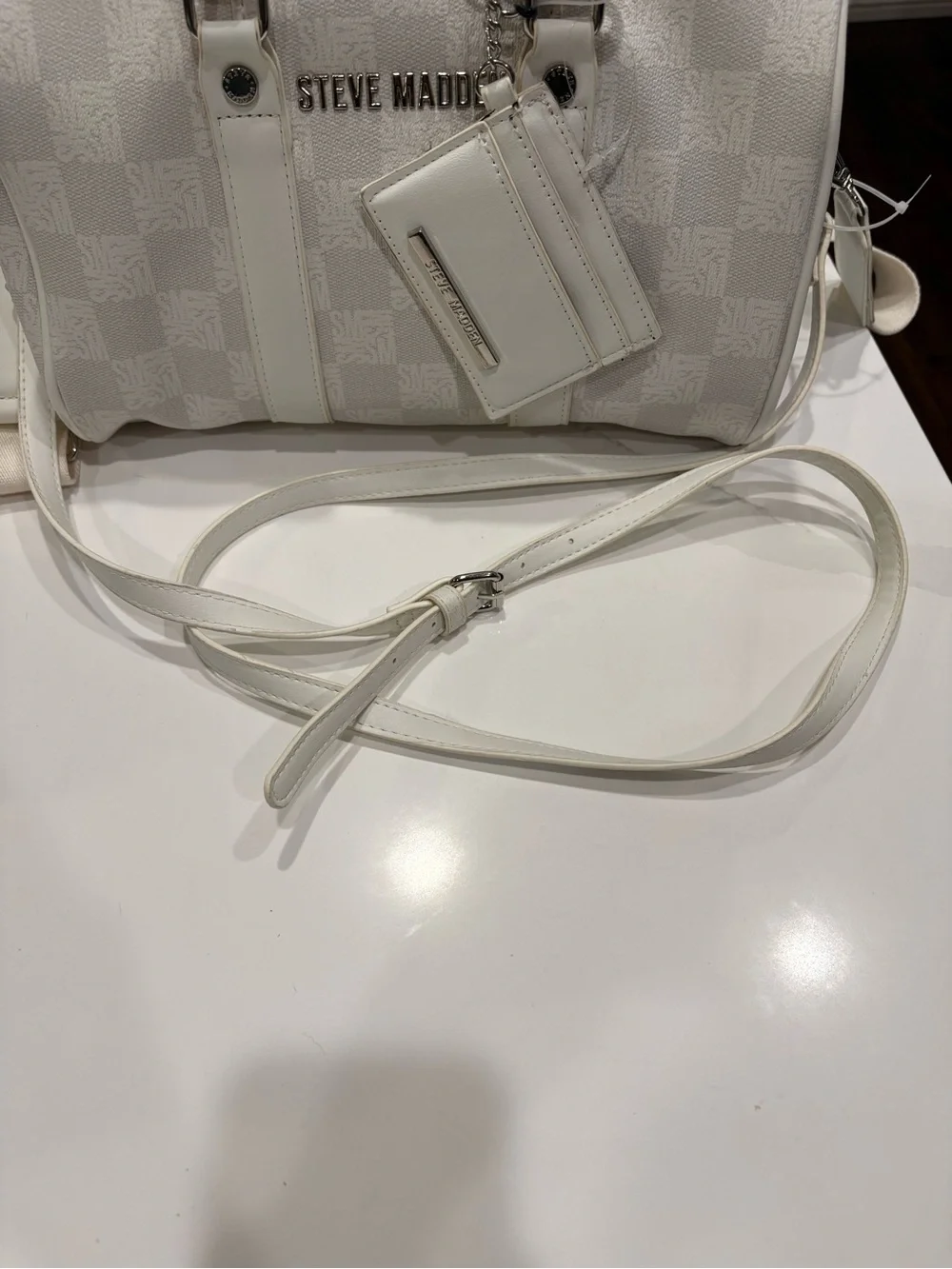 NWOT Steve Madden White Bkali Satchel Crossbody Bag.